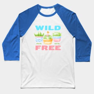 Wild & Free Watercolor Cacti and Succulents Potted Plants | Perfect for Cactus Lover & Succulent Lover Baseball T-Shirt